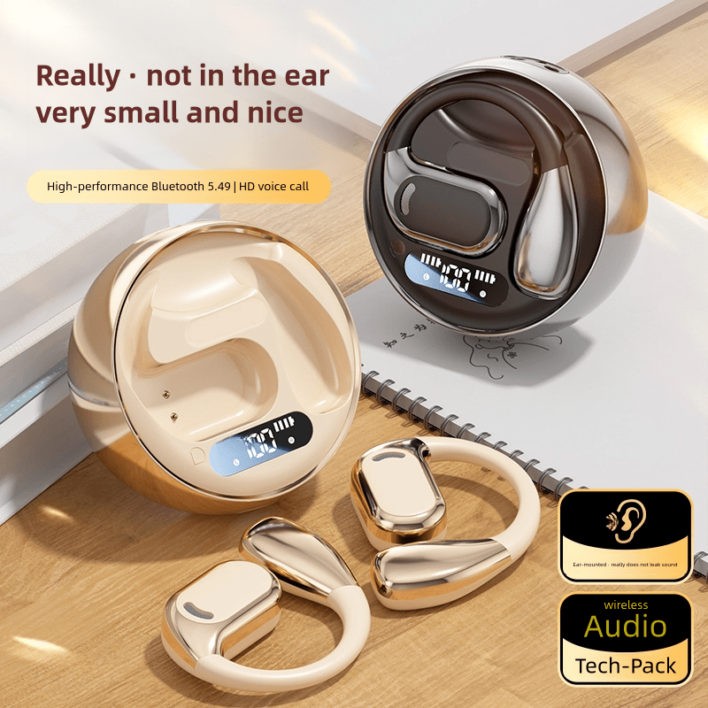 New Wireless Earphone New Open Air Conduction Earbuds Small Round Design Non In Ear Long Standby Headphone HIFI Sound Earhook - Hiccupzz
