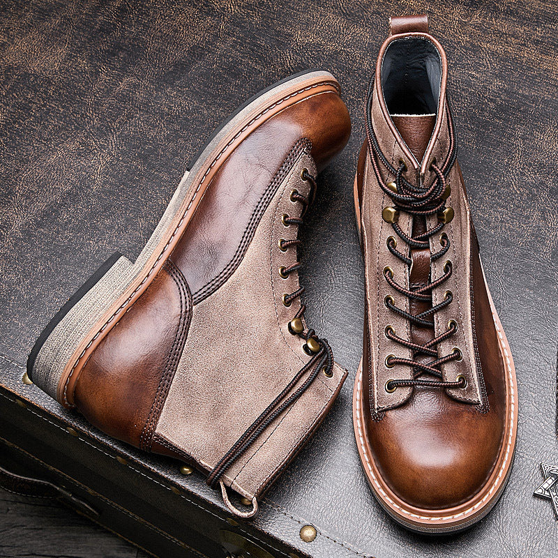 Motorcycle Leather Boots Men's Genuine Leather England Style - Hiccupzz