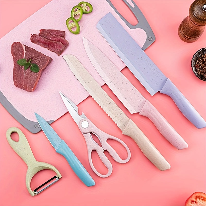 6-Pcs Kitchen Knife Set - High Carbon Stainless Steel, Non-Stick Coating, Gift Box, Ideal for Cooking, Camping, RV Travel, and Dormitory Use - Hiccupzz