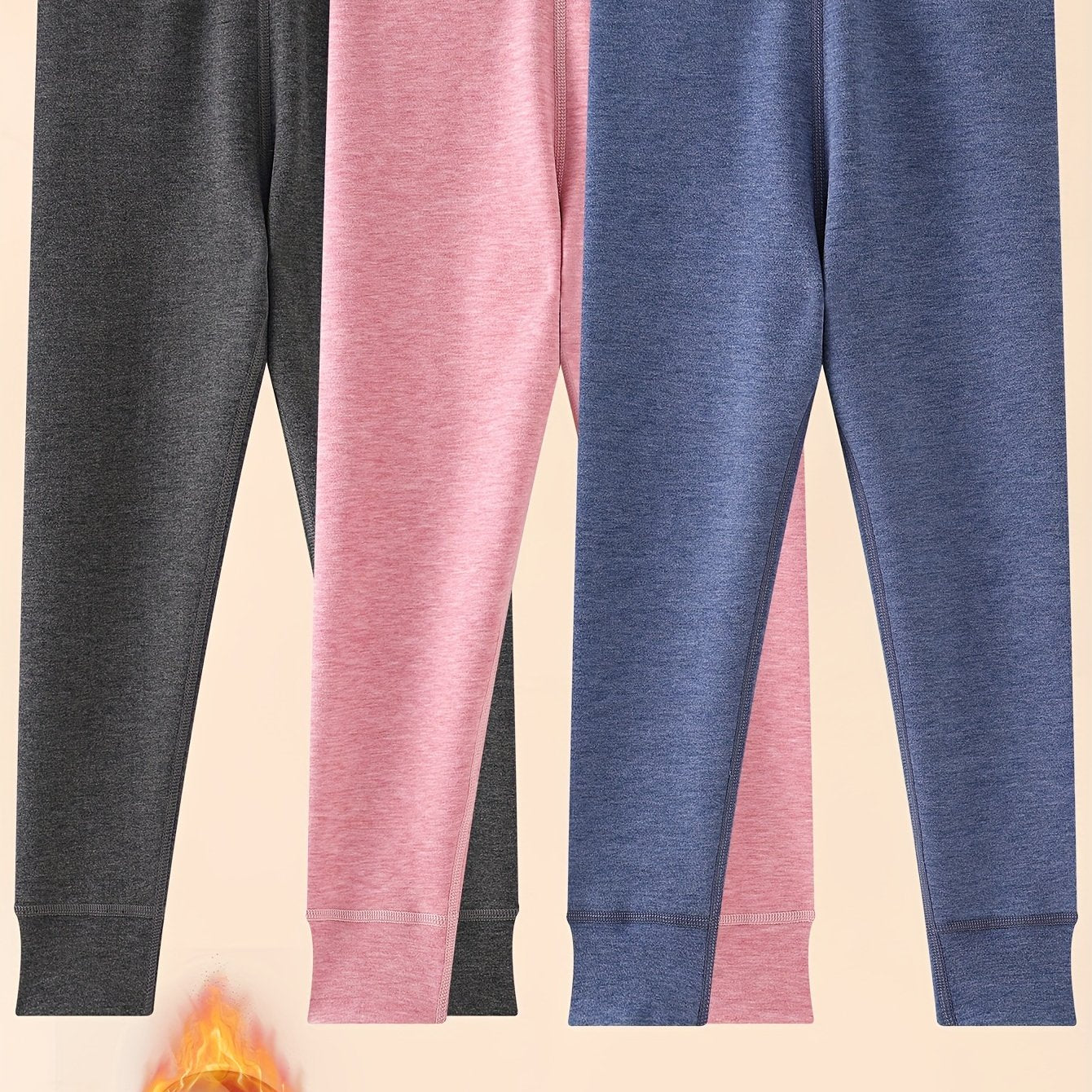 3-Pack Kids' Winter Thermal Pants - 100% Polyester Striped Knit Fabric, Warm Bottoms for Boys & Girls - Hiccupzz