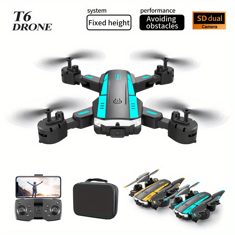 T6 Aerial Drone With HD Dual Camera, One-key Take-off And Landing, 540° Intelligent Obstacle Avoidance, Gesture Recognition, Intelligent Hovering, Foldable Quadcopter - Hiccupzz
