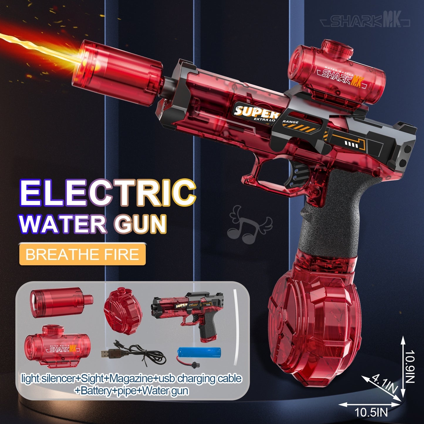 Electric LED Water Gun for Kids – Powerful Automatic Water Spray Blaster with Simulated Recoil Effect