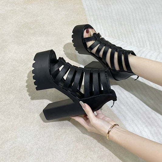 Waterproof Platform Thick Heeled Sandals - Hiccupzz