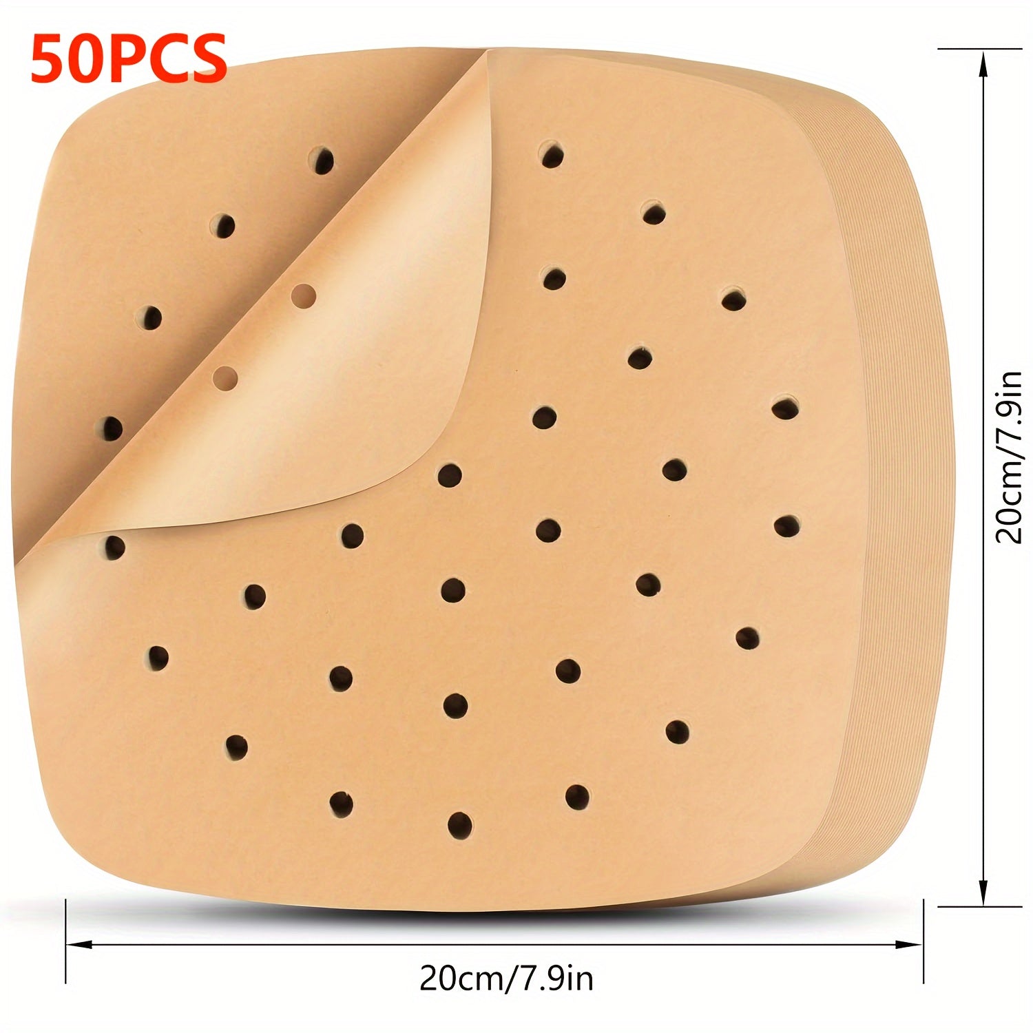 50/100pcs, Air Fryer Parchment Paper Value Pack - Square Liners, Steamer & Filter Paper Disposable & Perforated - Hiccupzz