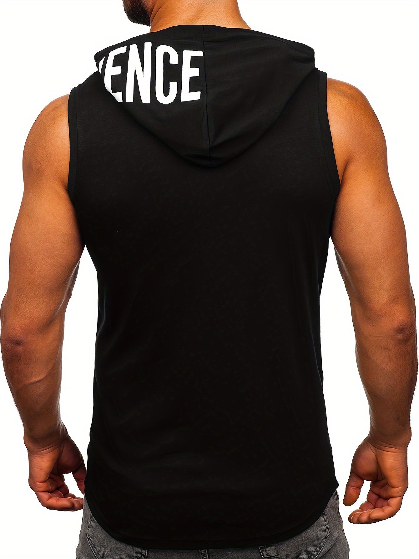 Men's Quick-Dry Hooded Tank Top with Letter Print - Moisture-Wicking Athletic Sleeveless Shirt for Gym & Running - Hiccupzz