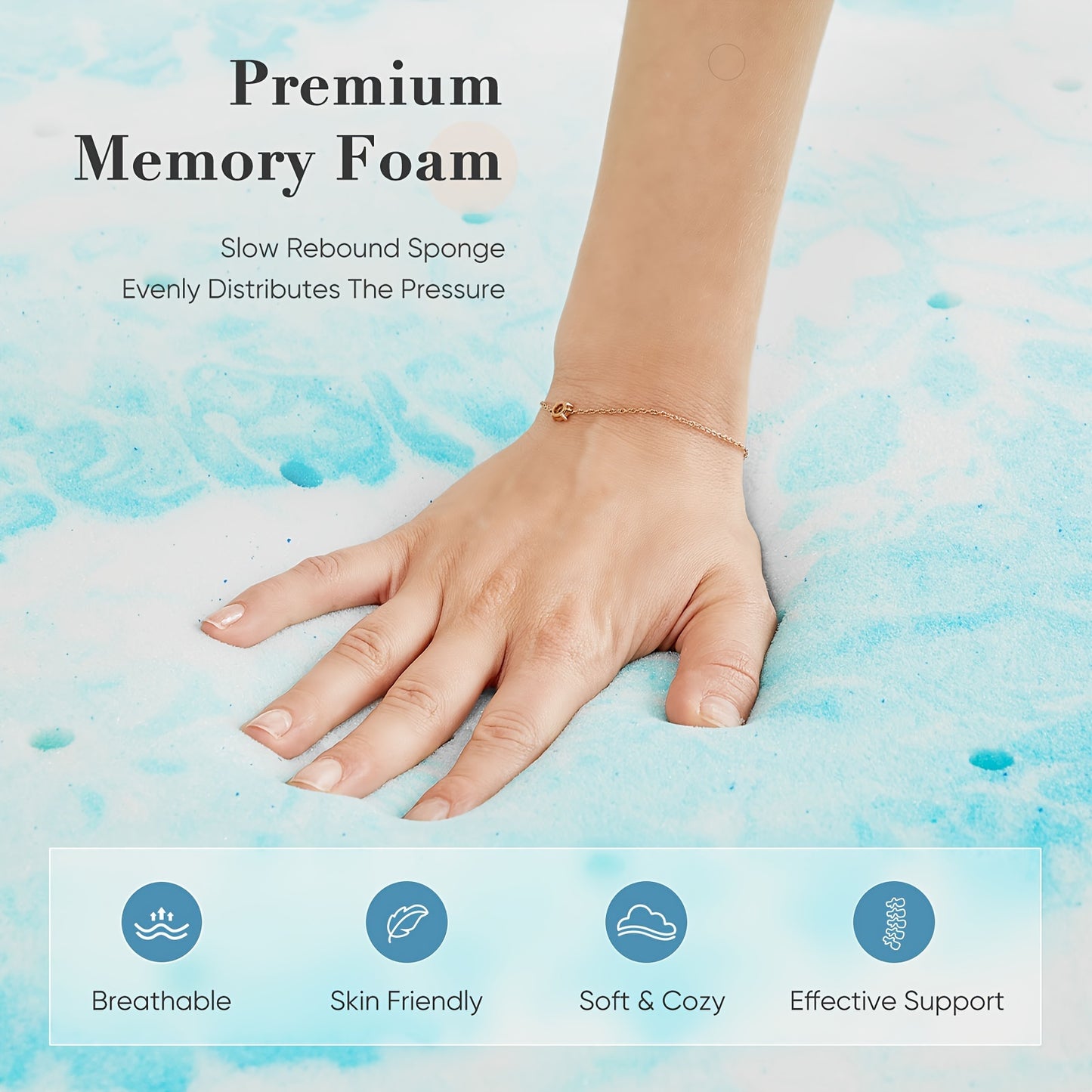 2 Inch Mattress Topper Comfort Bed Topper Cooling Mattress Pad Gel Premium Memory Foam Mattress, CertiPUR-US Certified