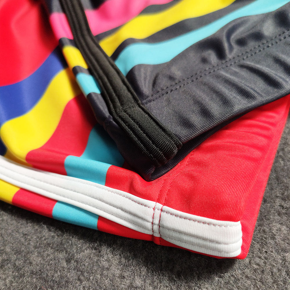 Men's New Sports Open Colorful Stripes Flat Sports Shorts - Hiccupzz