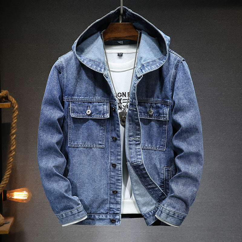 Hooded Denim Jacket Men's Spring - Hiccupzz