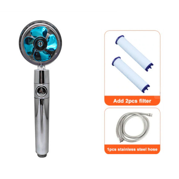 Shower Head Water flow 360 Degrees Rotating With Small Fan ABS Rain High Pressure Spray Nozzle Bathroom Accessories - Hiccupzz
