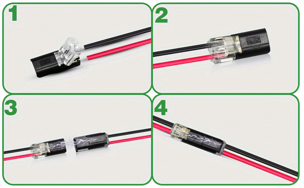 50 Pcs Quick Splice Solderless Connectors - 2-Pin Dual Way for LED Strips, Car, Low Voltage Applications