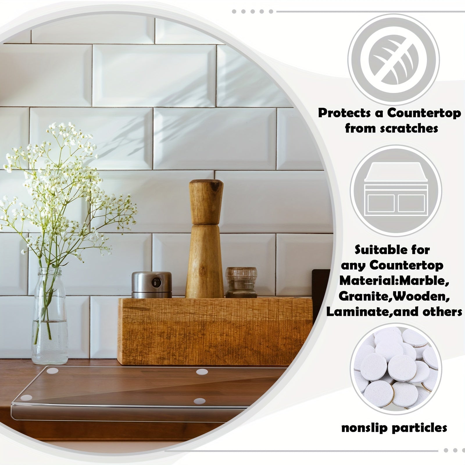 3 Pieces Acrylic Cutting Board for Kitchen Counter Non Slip - Hiccupzz