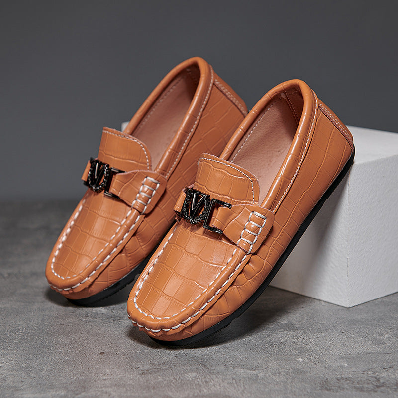 Children's Shoes Peas Shoes Children's Slip-on Leather Shoes - Hiccupzz