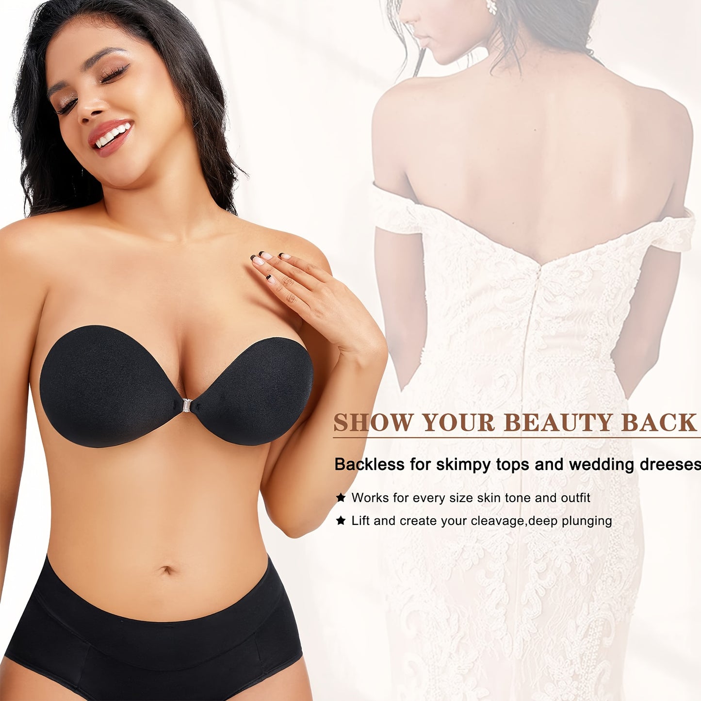 Women's Invisible Bra, Adhesive Nipple Covers, Non-Slip Breathable Underwear, Bridal Bust Stickers, Concealing Petals, Seamless & Gather Support - Hiccupzz