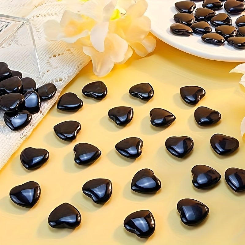 Art Deco Crystal Obsidian Hearts: Natural Polished Heart-Shaped Stones (1/5/7 pcs) for Meditation, Yoga, and Decorative Gifts - Hiccupzz