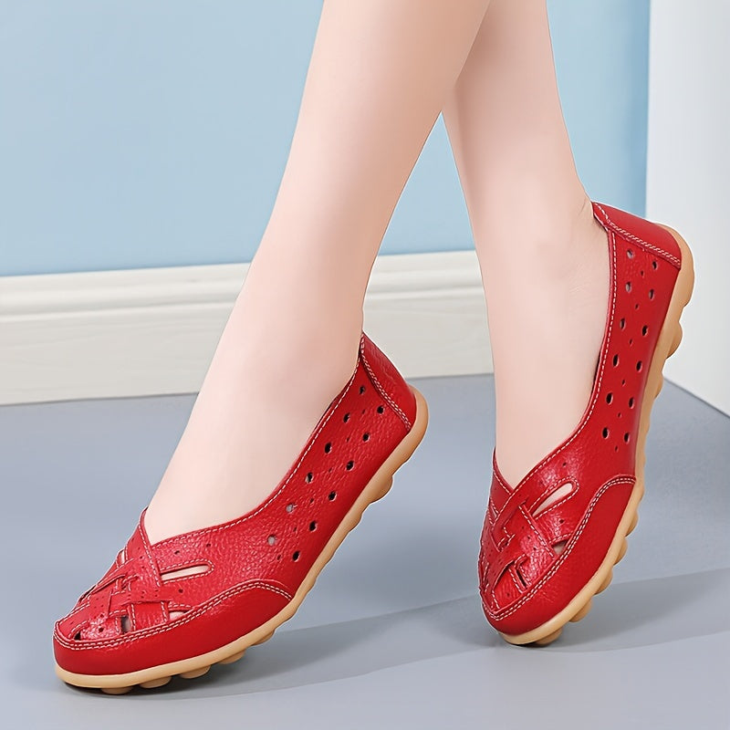 Women's Hollow Out Breathable Slip-On Flats, Casual All-Match Daily Shoes - Hiccupzz