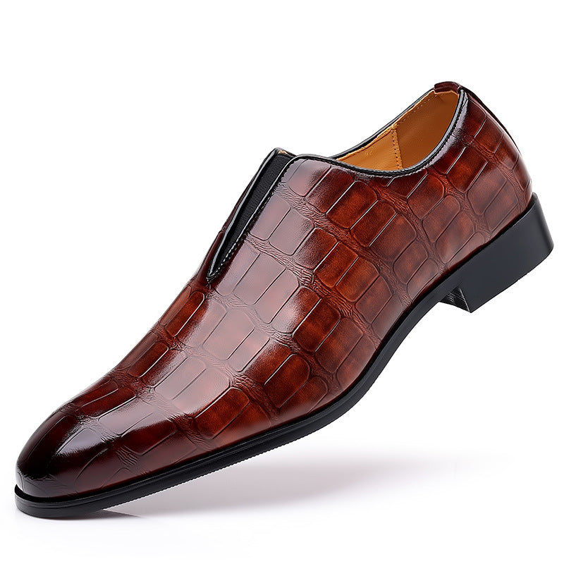 Stone Pattern Casual Leather Shoes Breathable Slip On - Hiccupzz