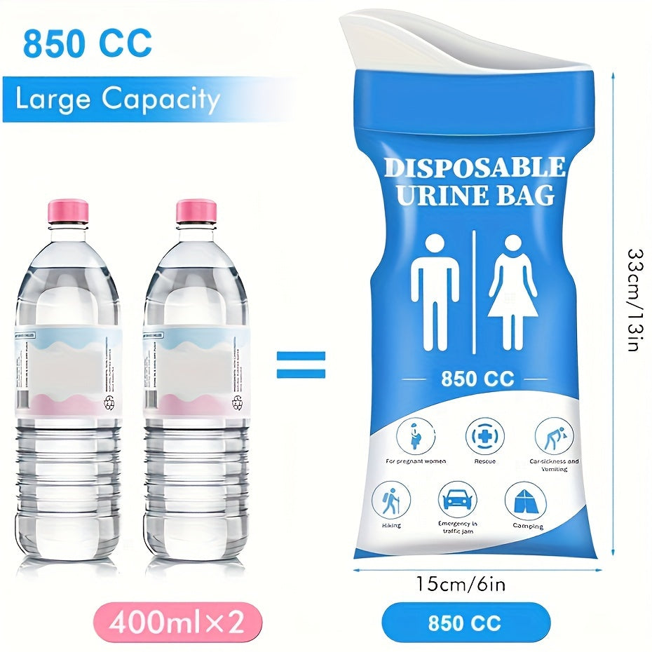 24 Pcs 850cc Disposable Urine Bags – Emergency Portable Urinal and Vomit Bags for Men & Women, Ideal for Camping, Traffic Jams, and Pregnant Women - Hiccupzz