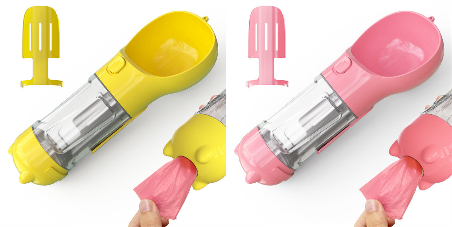 Pet Water Bottle Feeder Bowl Garbage Bag Storage Portable Pet Outdoor Travel 3 In 1 Dog Water Bottle - Hiccupzz