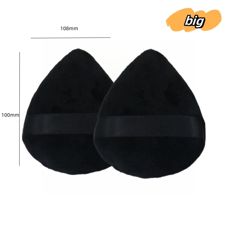 1/2/5 Pcs Large Grey Black Tongue Water Drop Powder Puff Setting Loose Powder Flocking Soft Cosmetic Triangle Pointed Makeup Tool - Hiccupzz