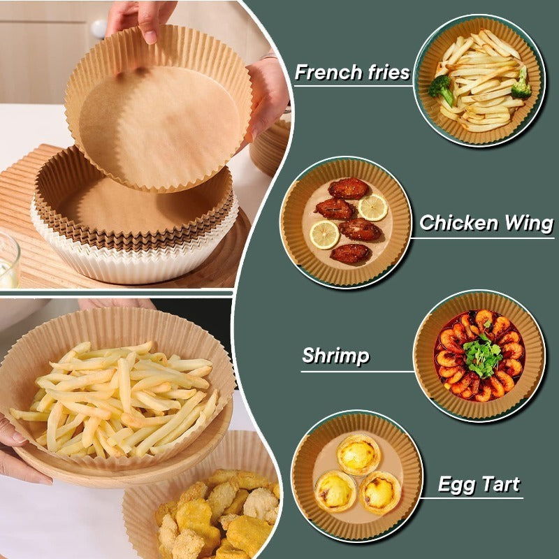 100/200 Pcs Air Fryer Disposable Liners 6.3 Inch Non-Stick Air Fryer Baking Papers Round Air Fryer Paper Liners Kitchen Accessories - Hiccupzz