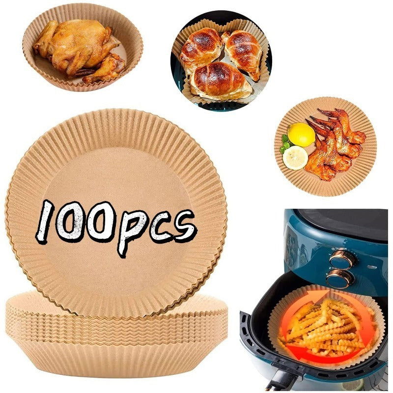 100/200 Pcs Air Fryer Disposable Liners 6.3 Inch Non-Stick Air Fryer Baking Papers Round Air Fryer Paper Liners Kitchen Accessories - Hiccupzz