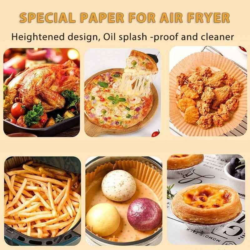 100/200 Pcs Air Fryer Disposable Liners 6.3 Inch Non-Stick Air Fryer Baking Papers Round Air Fryer Paper Liners Kitchen Accessories - Hiccupzz