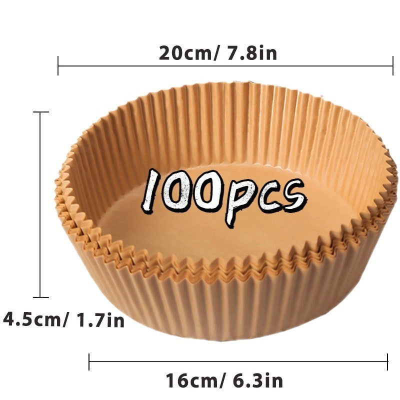 100/200 Pcs Air Fryer Disposable Liners 6.3 Inch Non-Stick Air Fryer Baking Papers Round Air Fryer Paper Liners Kitchen Accessories - Hiccupzz