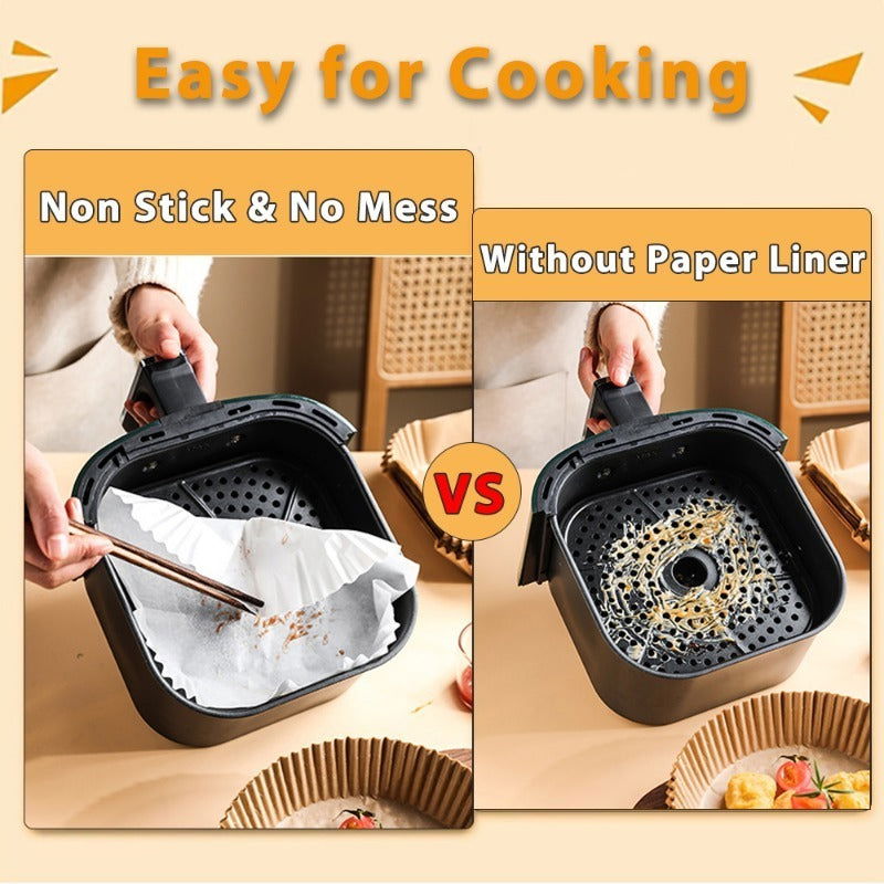 100/200 Pcs Air Fryer Disposable Liners 6.3 Inch Non-Stick Air Fryer Baking Papers Round Air Fryer Paper Liners Kitchen Accessories - Hiccupzz