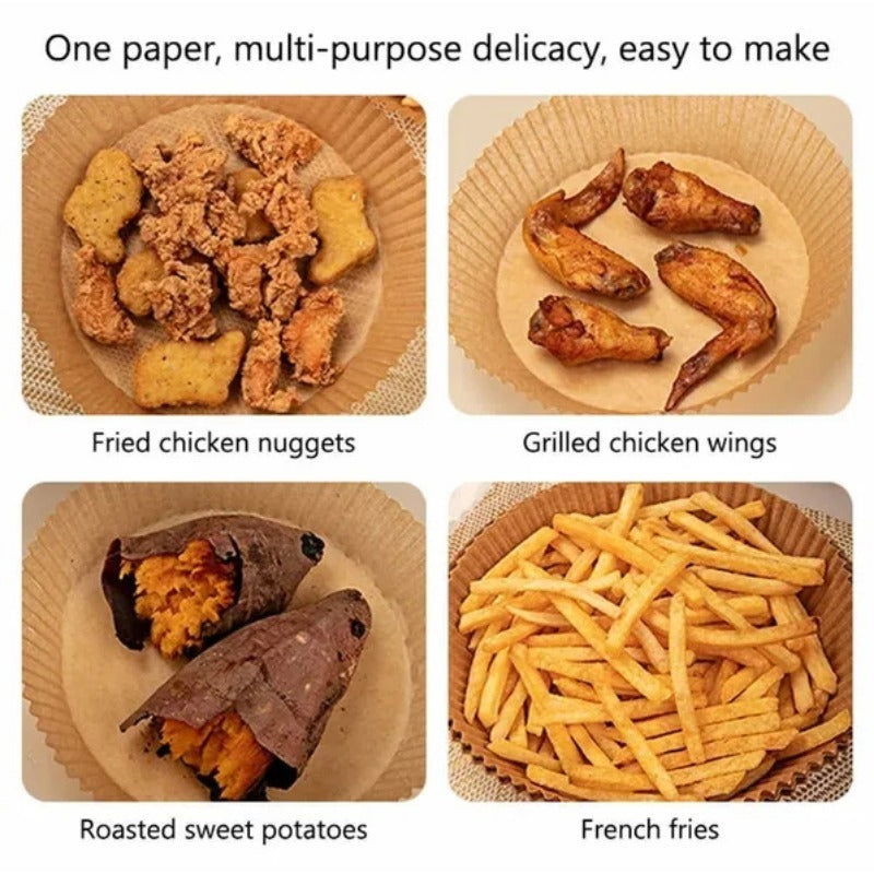 100/200 Pcs Air Fryer Disposable Liners 6.3 Inch Non-Stick Air Fryer Baking Papers Round Air Fryer Paper Liners Kitchen Accessories - Hiccupzz