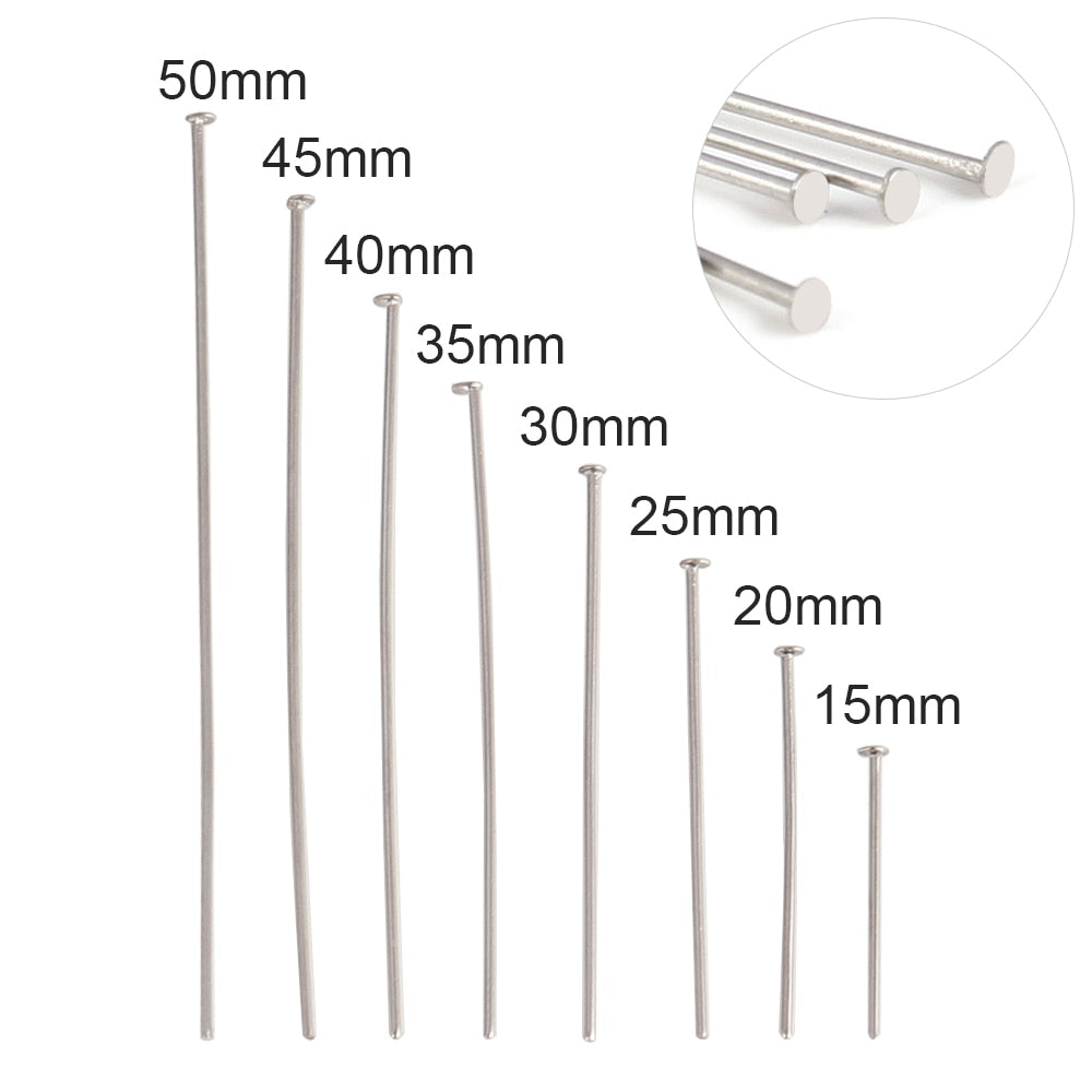 100 Pcs 15-50mm 316 Stainless Steel Flat Head Ball For DIY Jewelry Making Supplies Findings - Hiccupzz