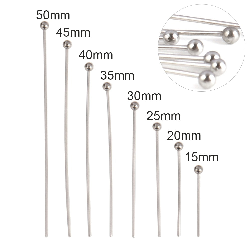 100 Pcs 15-50mm 316 Stainless Steel Flat Head Ball For DIY Jewelry Making Supplies Findings - Hiccupzz