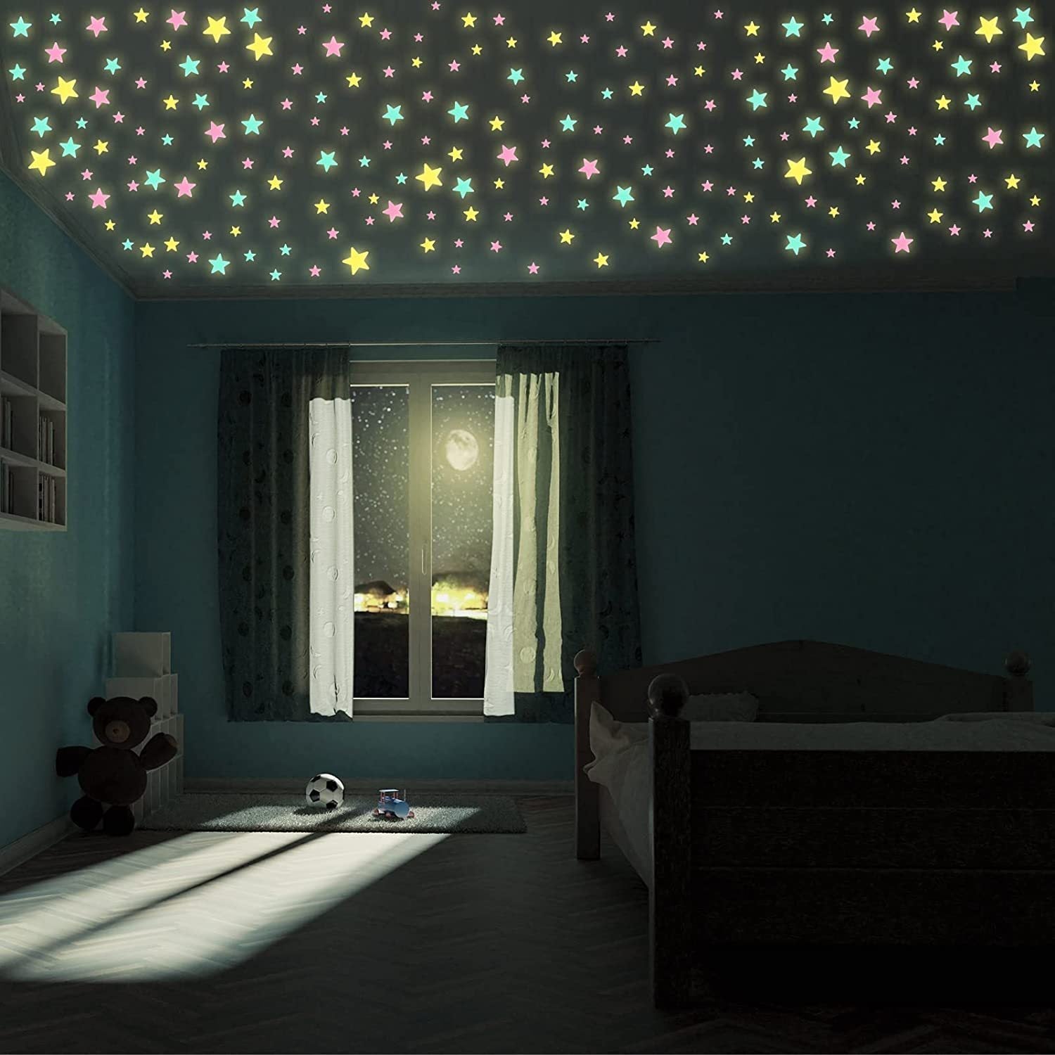 100 Pcs Fluorescent Glow-in-the-Dark Star Stickers: Transform Your Bedroom into a Twinkling Night Sky - Hiccupzz