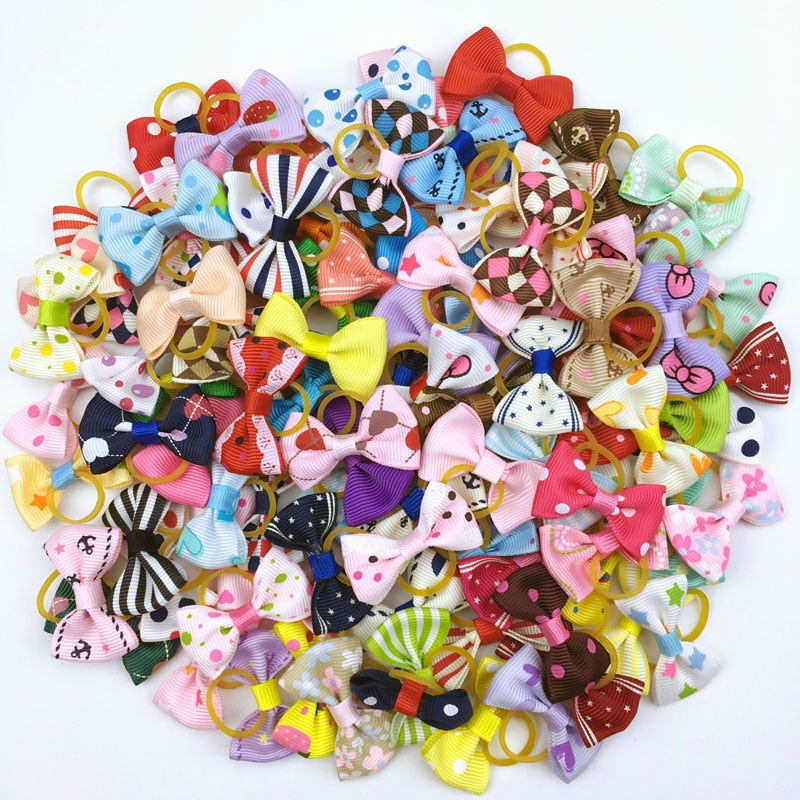 100 Pcs Pet Ribbon Hair Accessories - Hiccupzz