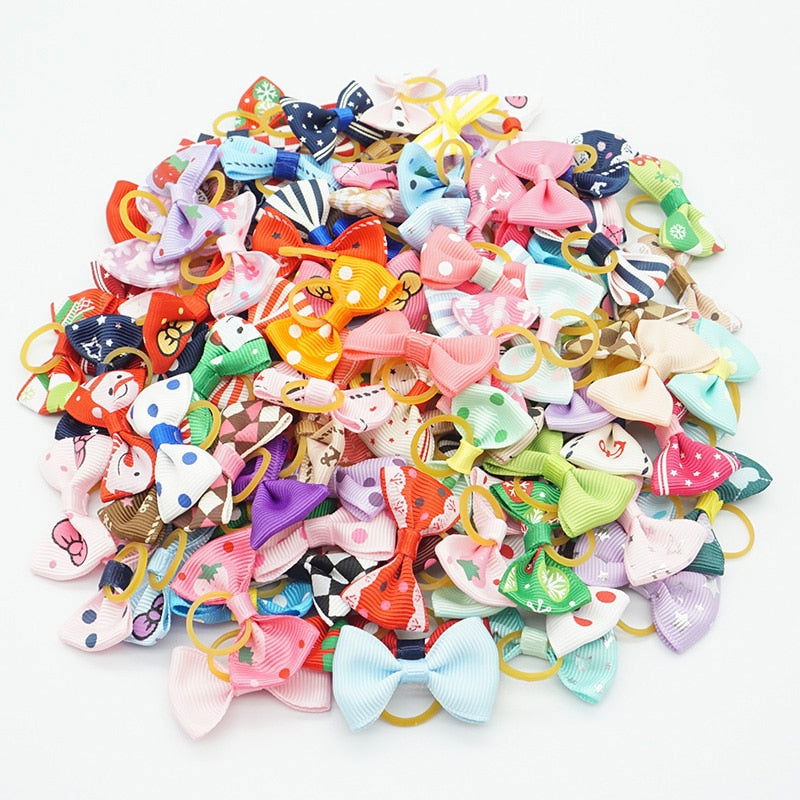 100 Pcs Pet Ribbon Hair Accessories - Hiccupzz