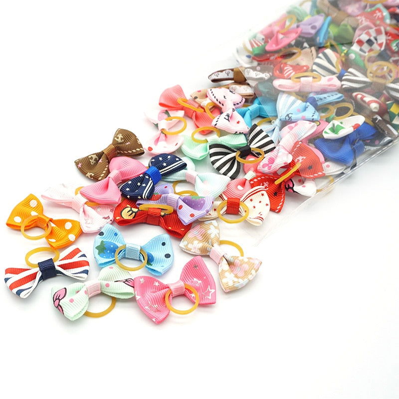 100 Pcs Pet Ribbon Hair Accessories - Hiccupzz