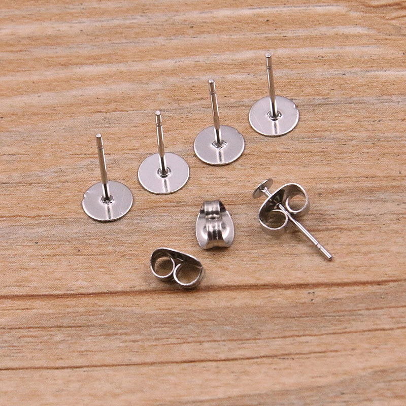 100 Pcs Steel Stainless Steel Earring Studs for DIY Jewelry Making - Hiccupzz