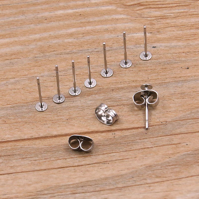 100 Pcs Steel Stainless Steel Earring Studs for DIY Jewelry Making - Hiccupzz