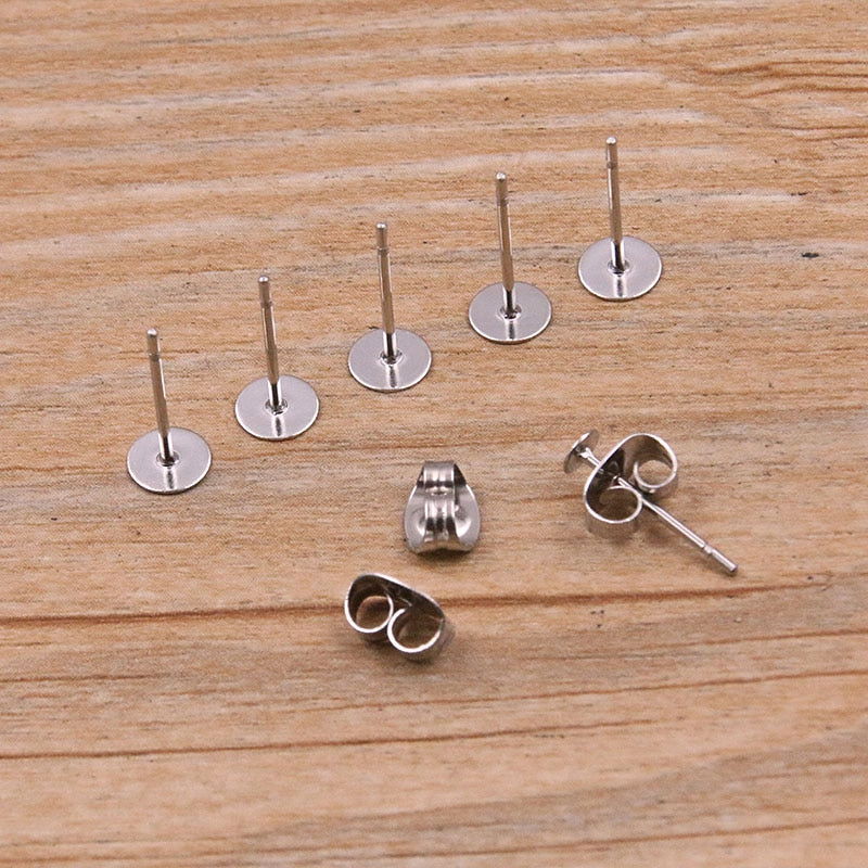 100 Pcs Steel Stainless Steel Earring Studs for DIY Jewelry Making - Hiccupzz