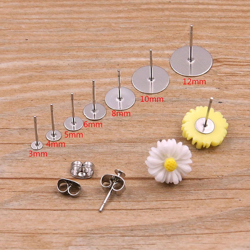 100 Pcs Steel Stainless Steel Earring Studs for DIY Jewelry Making - Hiccupzz