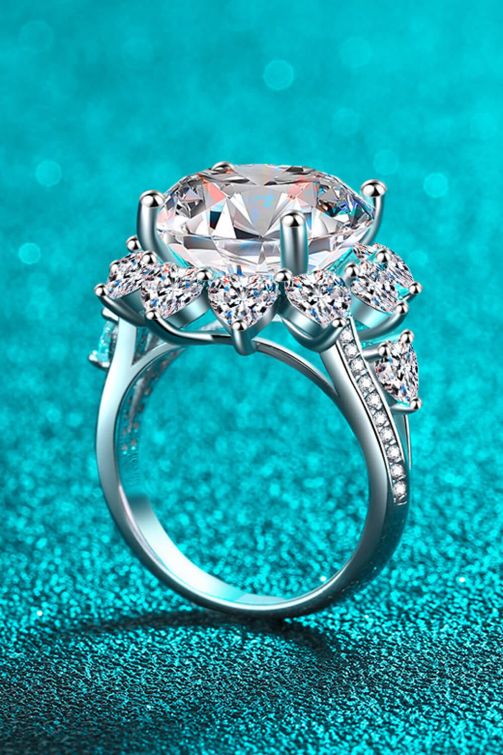 10 Carat Moissanite Flower-Shaped Ring - Hiccupzz
