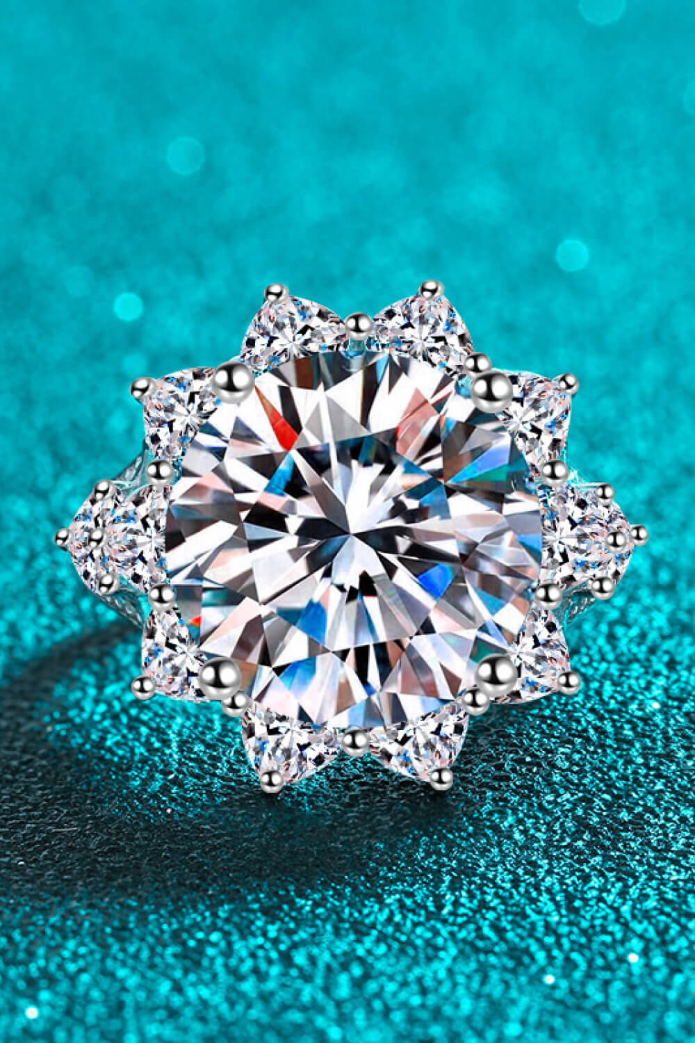 10 Carat Moissanite Flower-Shaped Ring - Hiccupzz