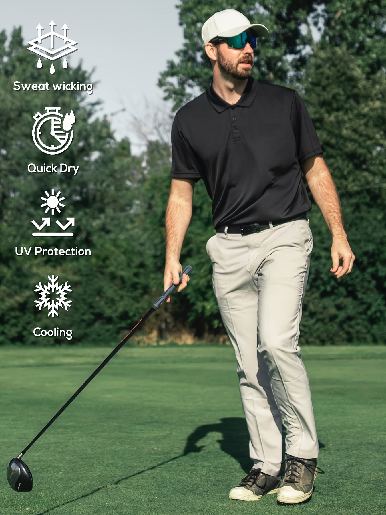 10 Pcs Men's Polo Shirts Quick Dry Short Sleeve Golf T-Shirt Performance Moisture Wicking Casual Workout - Hiccupzz