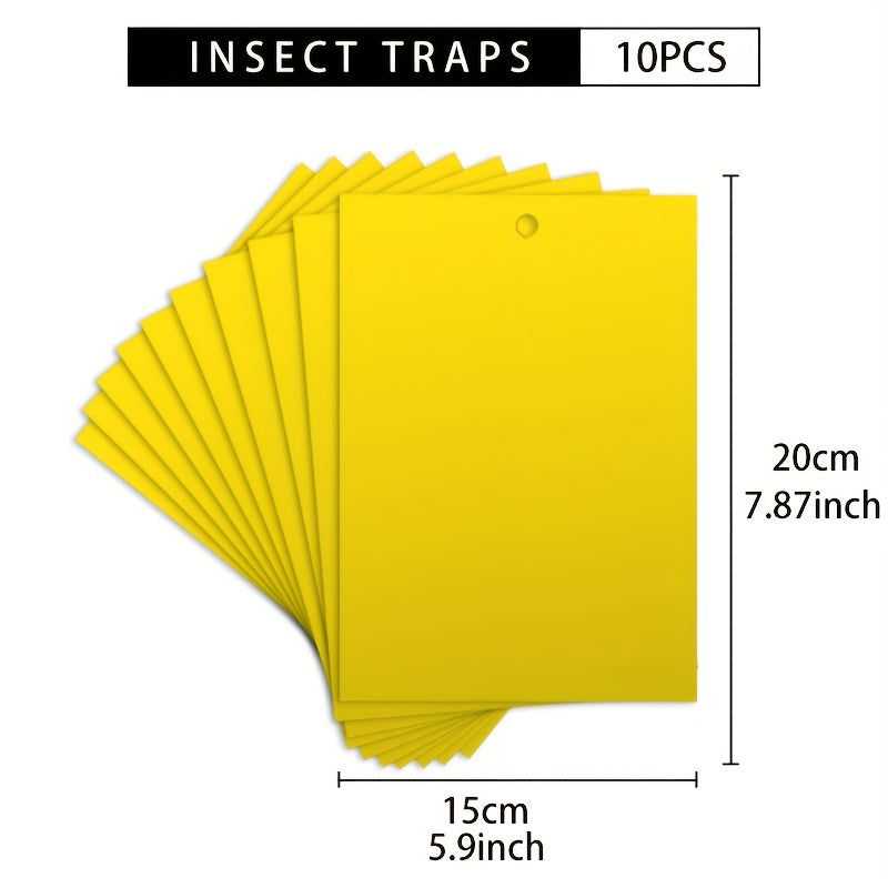 10 Pcs Yellow Double-Sided Greenhouse Sticky Traps – Catch Flying Insects Indoors & Outdoors - Hiccupzz