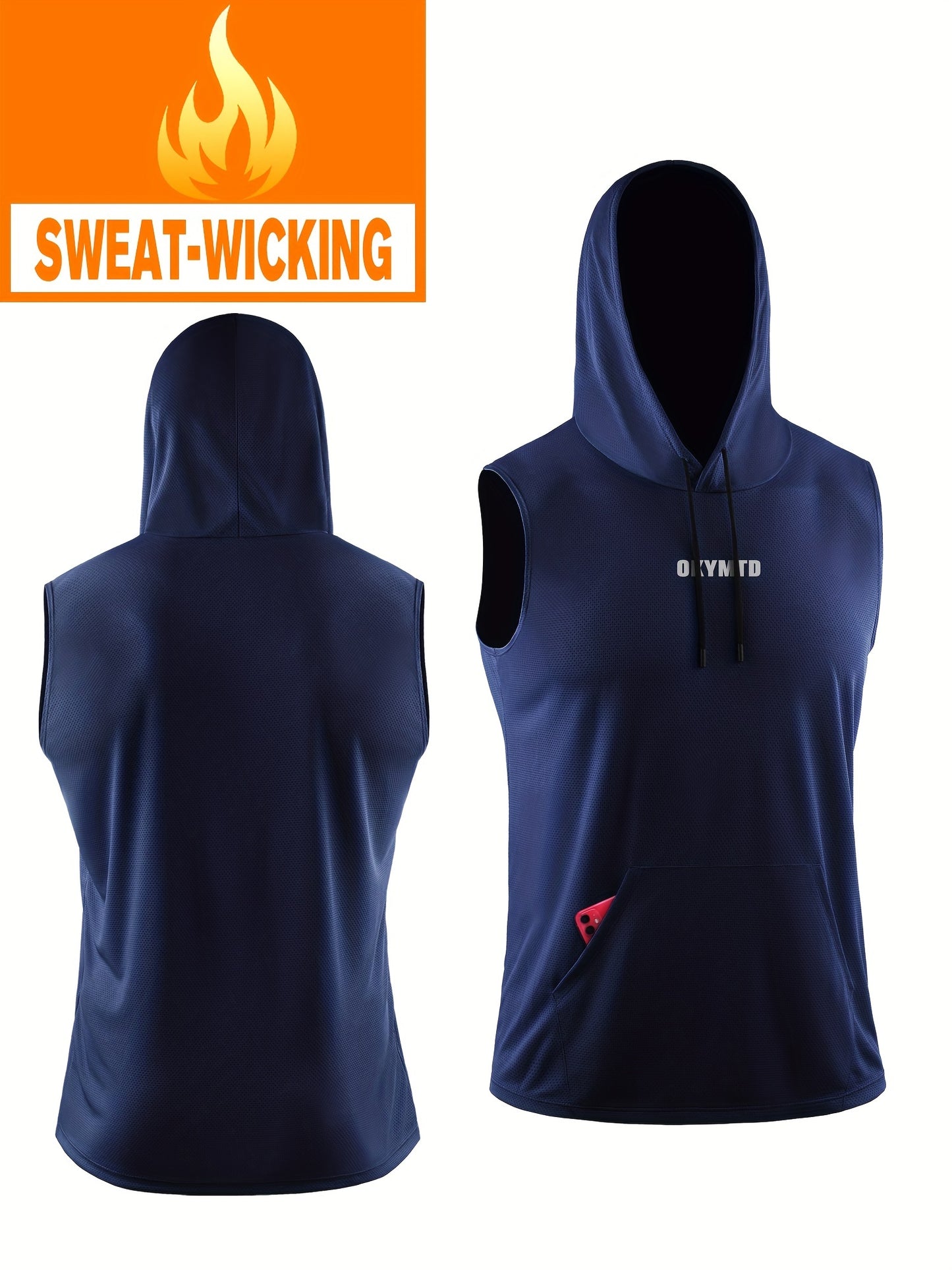 Men's Hooded Loose Vest, Breathable Slightly Stretch Sleeveless Comfy Tops For Men's Outdoor Activities - Hiccupzz