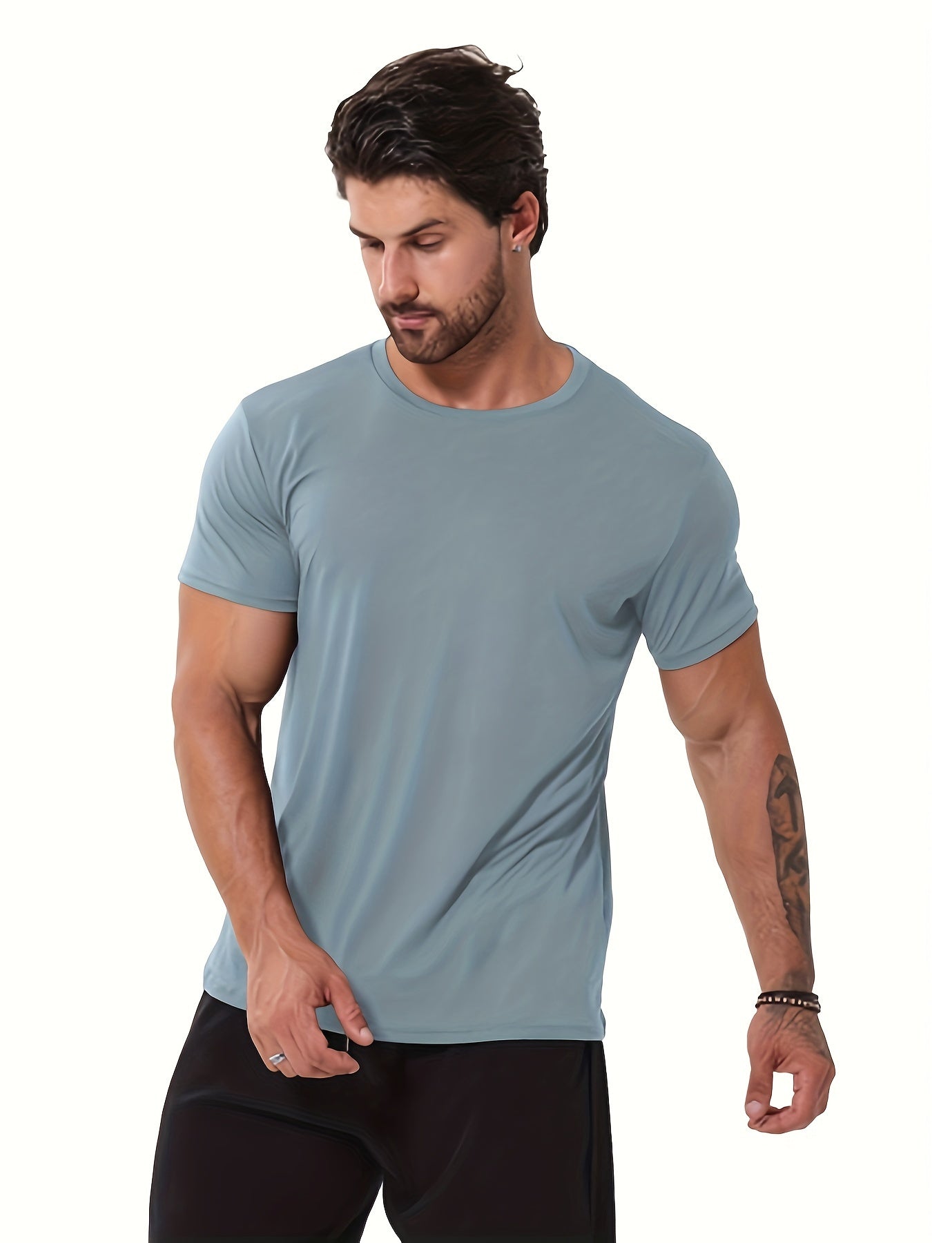 12-Pack Men's Quick-Dry Athletic T-Shirts - Moisture-Wicking, Short Sleeve Crew Neck Tops for Running & Outdoor Activities - Hiccupzz