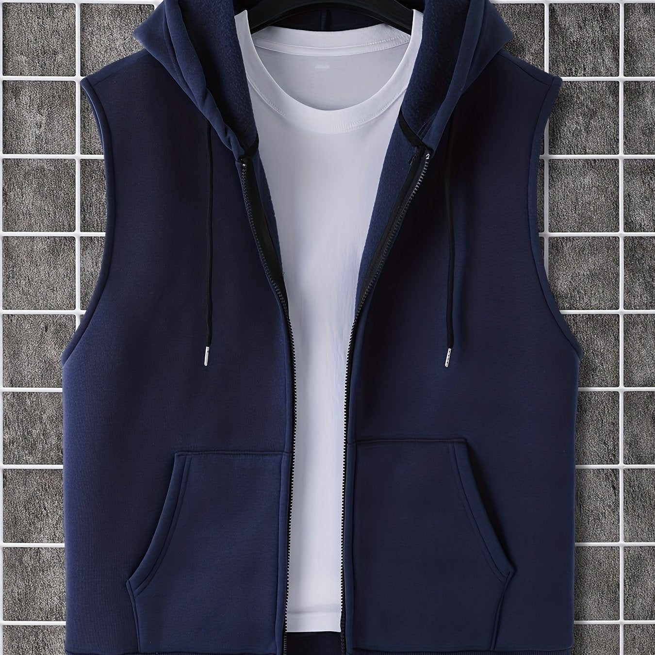 Men's Sleeveless Zip-Up Hoodie Vest with Pocket, Casual Outdoor Activewear - Hiccupzz