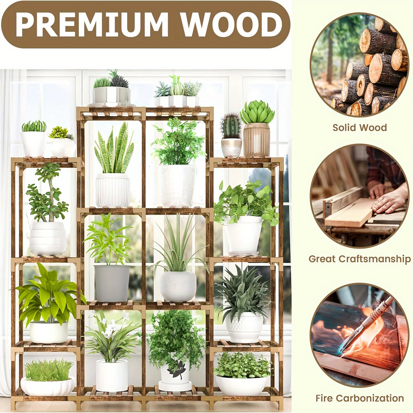 16 Tier Plant Stand - Indoor/Outdoor Tall Flower Shelf Rack for Pots, Garden, Living Room, Office