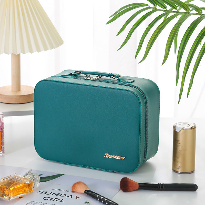 Solid Color PU Leather Large Capacity Portable Waterproof Women's Cosmetic Bag - Hiccupzz
