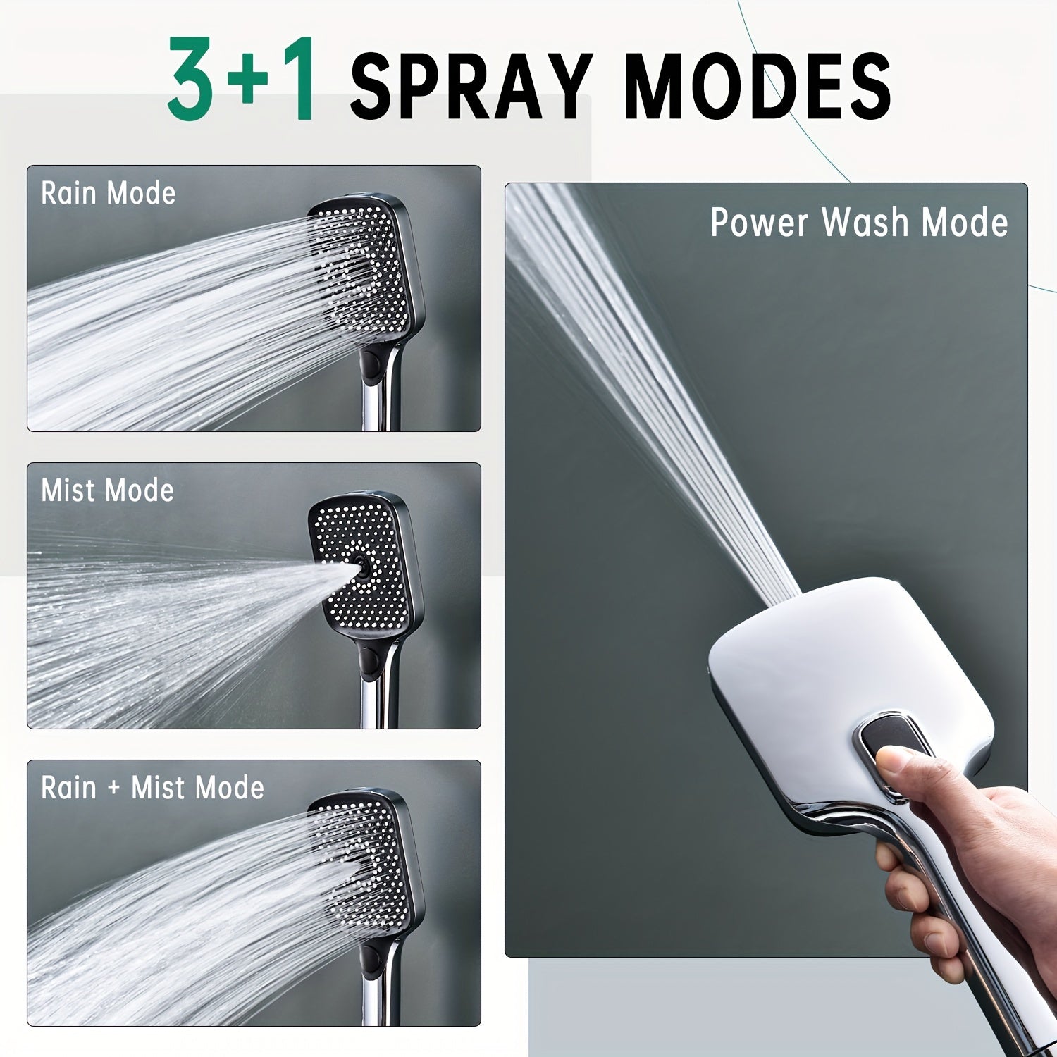 13-Inch Shower Heads with Multi-Function Handheld Sprayer Combo, 3-Way Metal Extended Diverter with Holder and Metal Adjustable Curved Shower Extension Arm - Hiccupzz