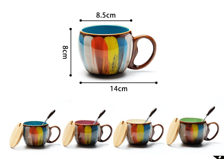 Creative ceramic cup with lid spoon for breakfast - Hiccupzz